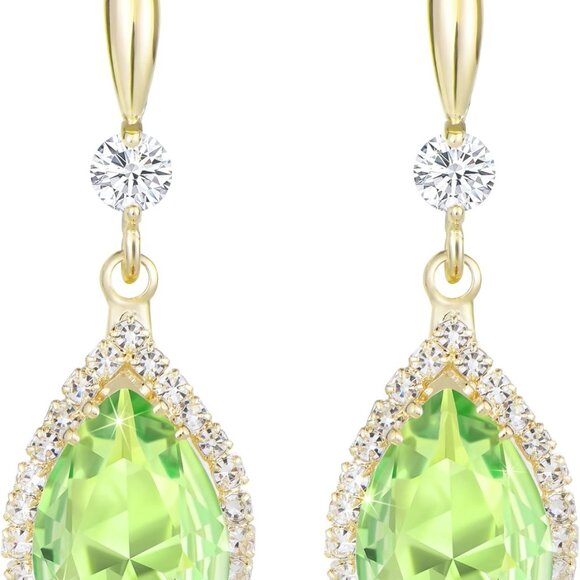 Imitation Diamond Dangle Earrings Rhinestone Teardrop Wedding Jewelry - Picture 1 of 6